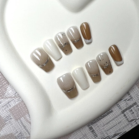 Latte Nails Ombre Brown Press on