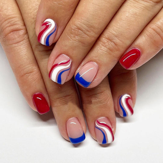 Red And Blue Ombre Nails