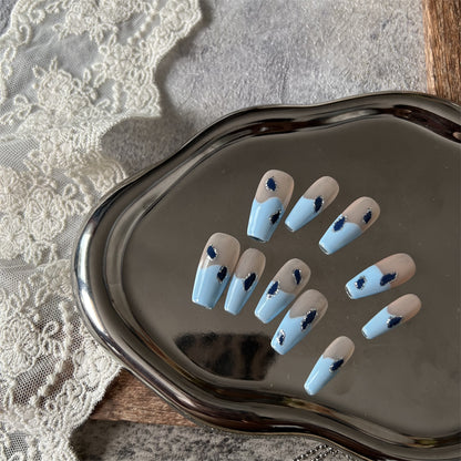 Light Blue Coffin Nails Peacock for Vacation