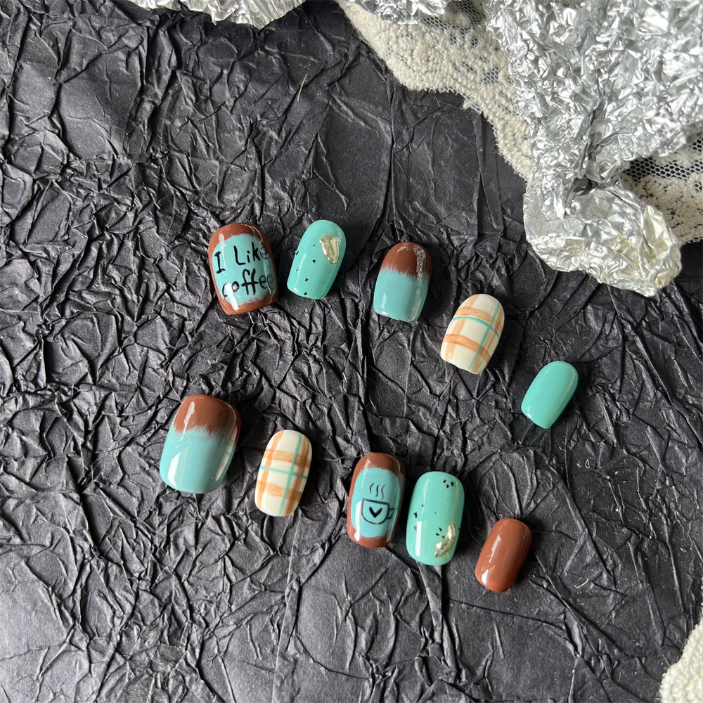 Turquoise Western Nails Summer Short Square