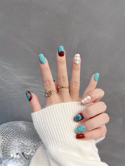 Turquoise Western Nails Summer Short Square