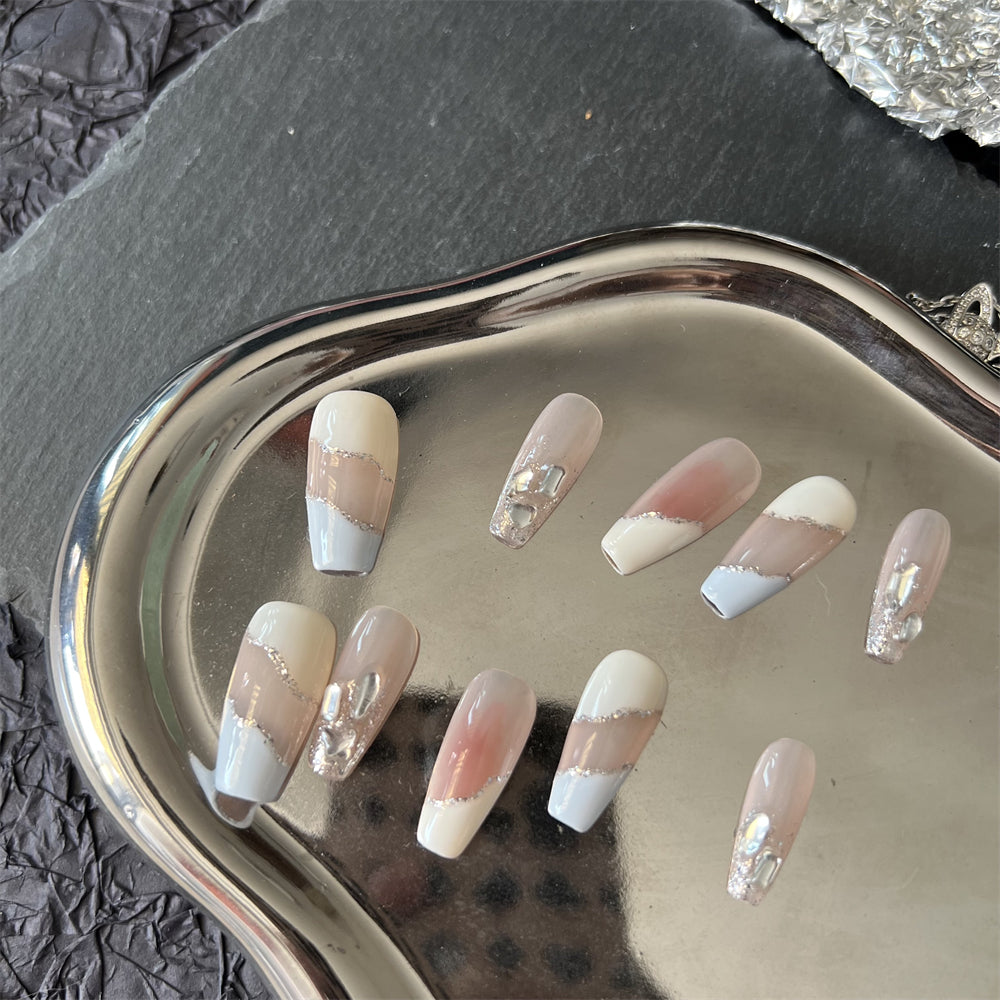 Simple Metal Glitter Ombre Nails