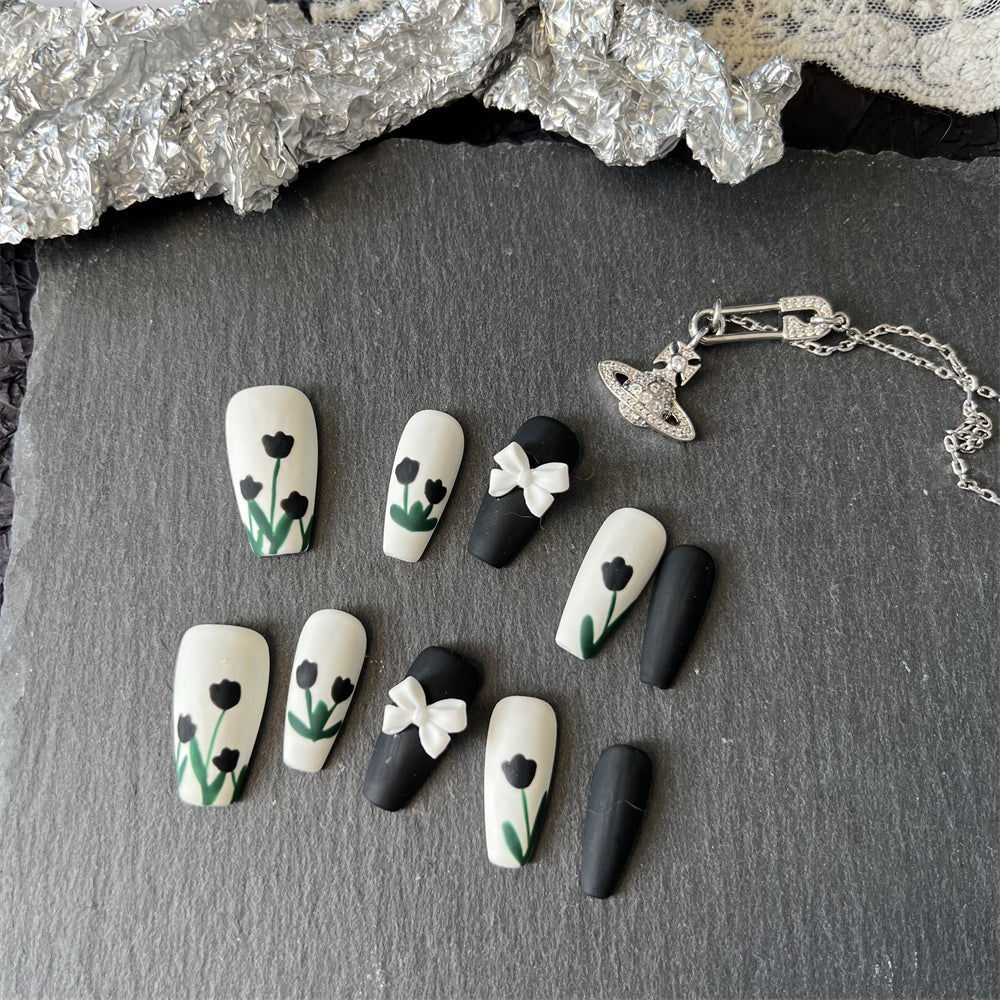 Black and White Coffin Nails Matte Halloween