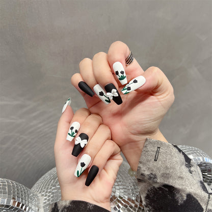 Black and White Coffin Nails Matte Halloween