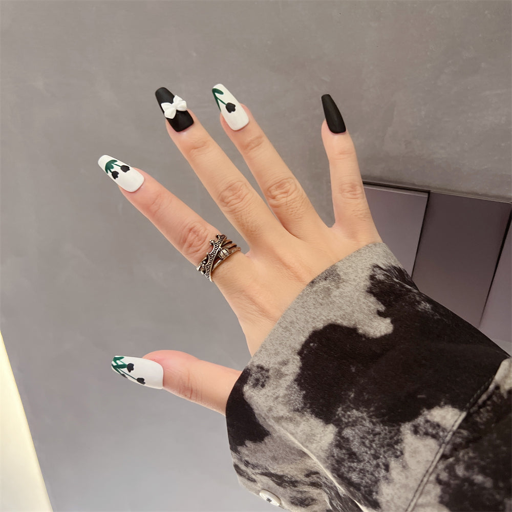 Black and White Coffin Nails Matte Halloween