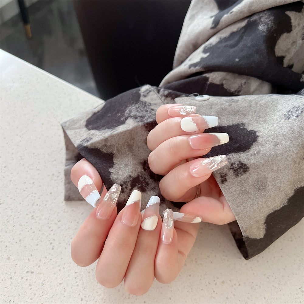 Simple Metal Glitter Ombre Nails