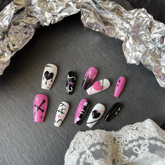 Punk Edgy Acrylic Nails Graffiti Designs Coffin