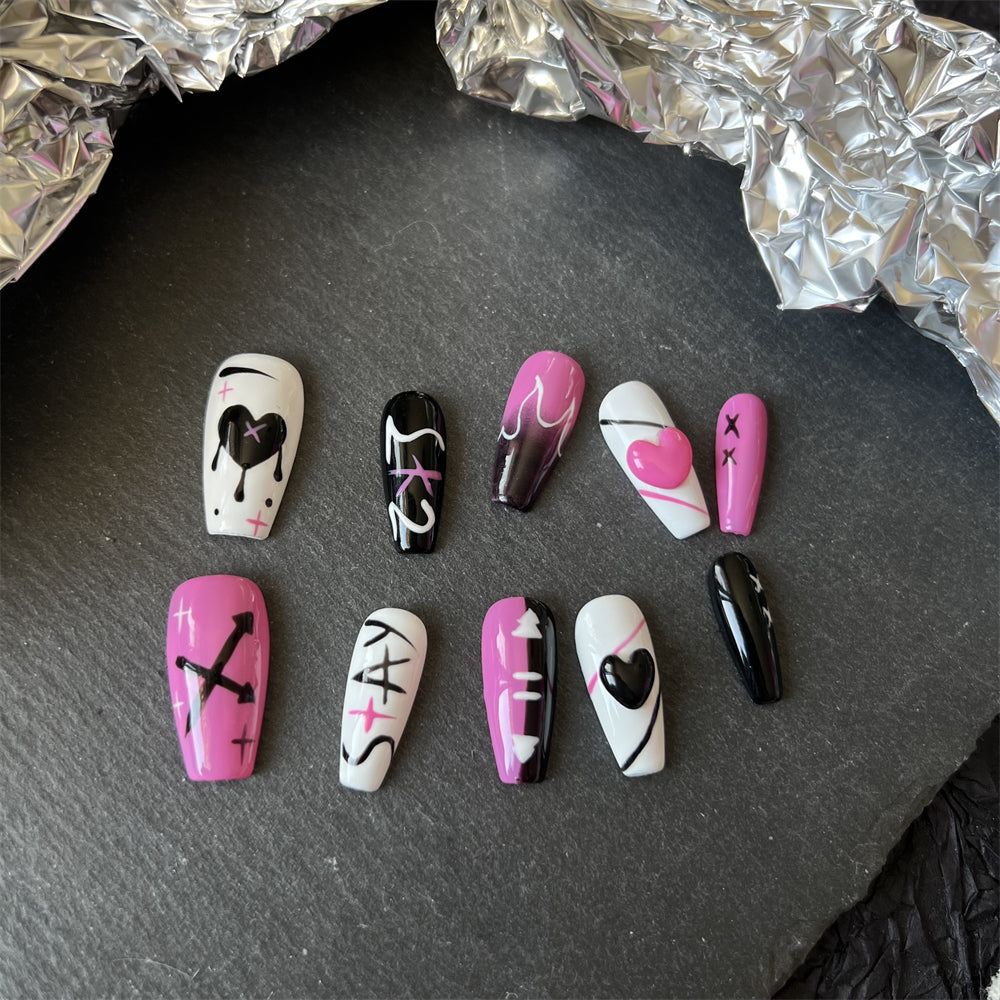 Punk Edgy Acrylic Nails Graffiti Designs Coffin