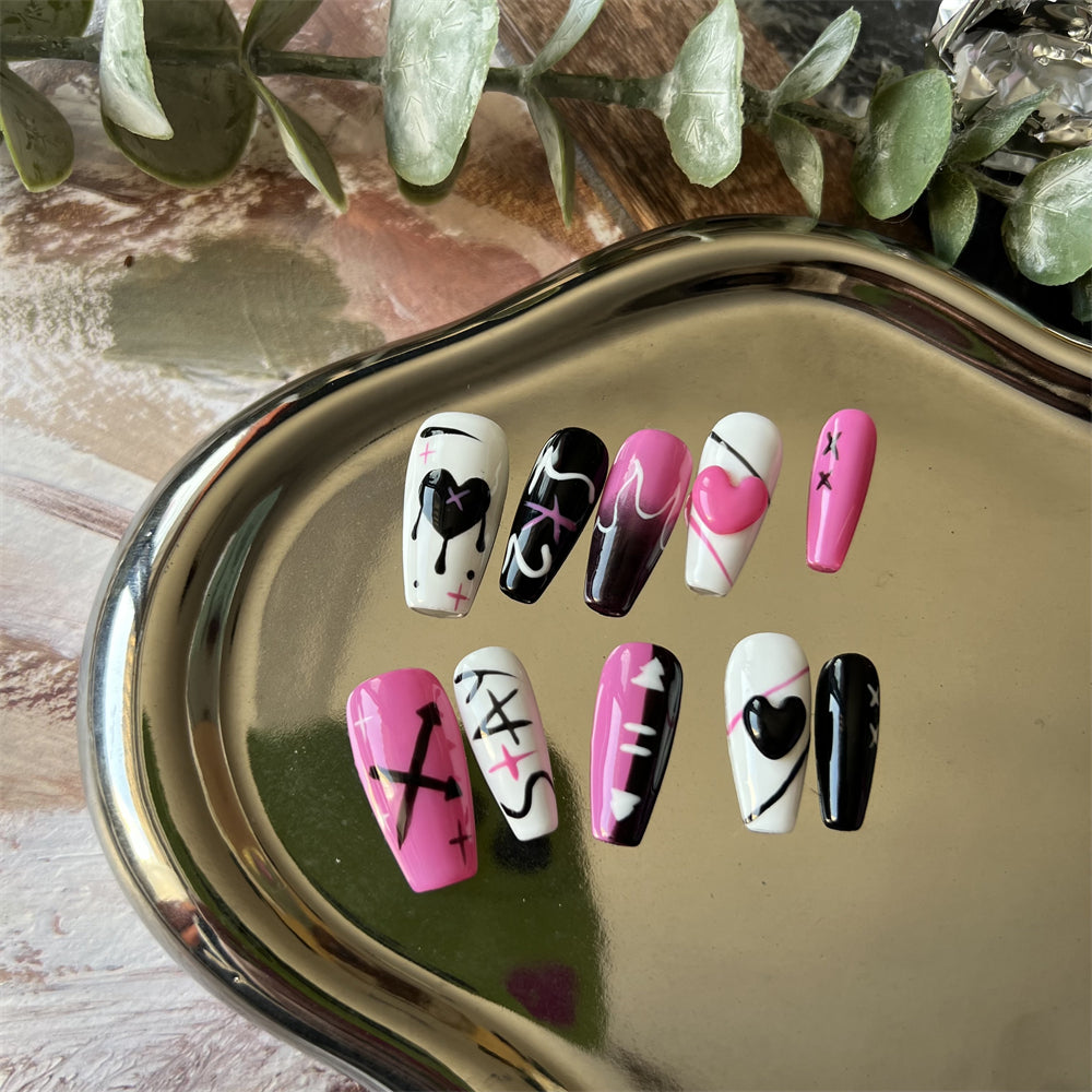 Punk Edgy Acrylic Nails Graffiti Designs Coffin